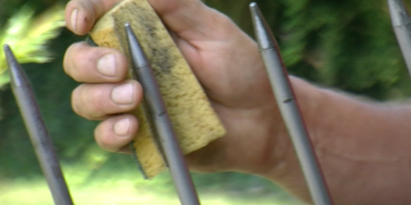 Sharpening tools for tilling the soil