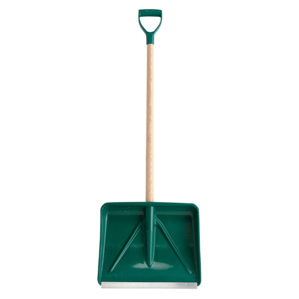 Polymer snow pusher shovel with aluminium rim 1